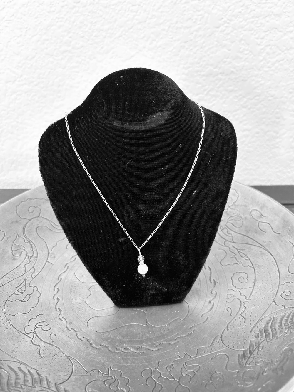 Sterling Silver Pearl Drop Necklace - White Pearl